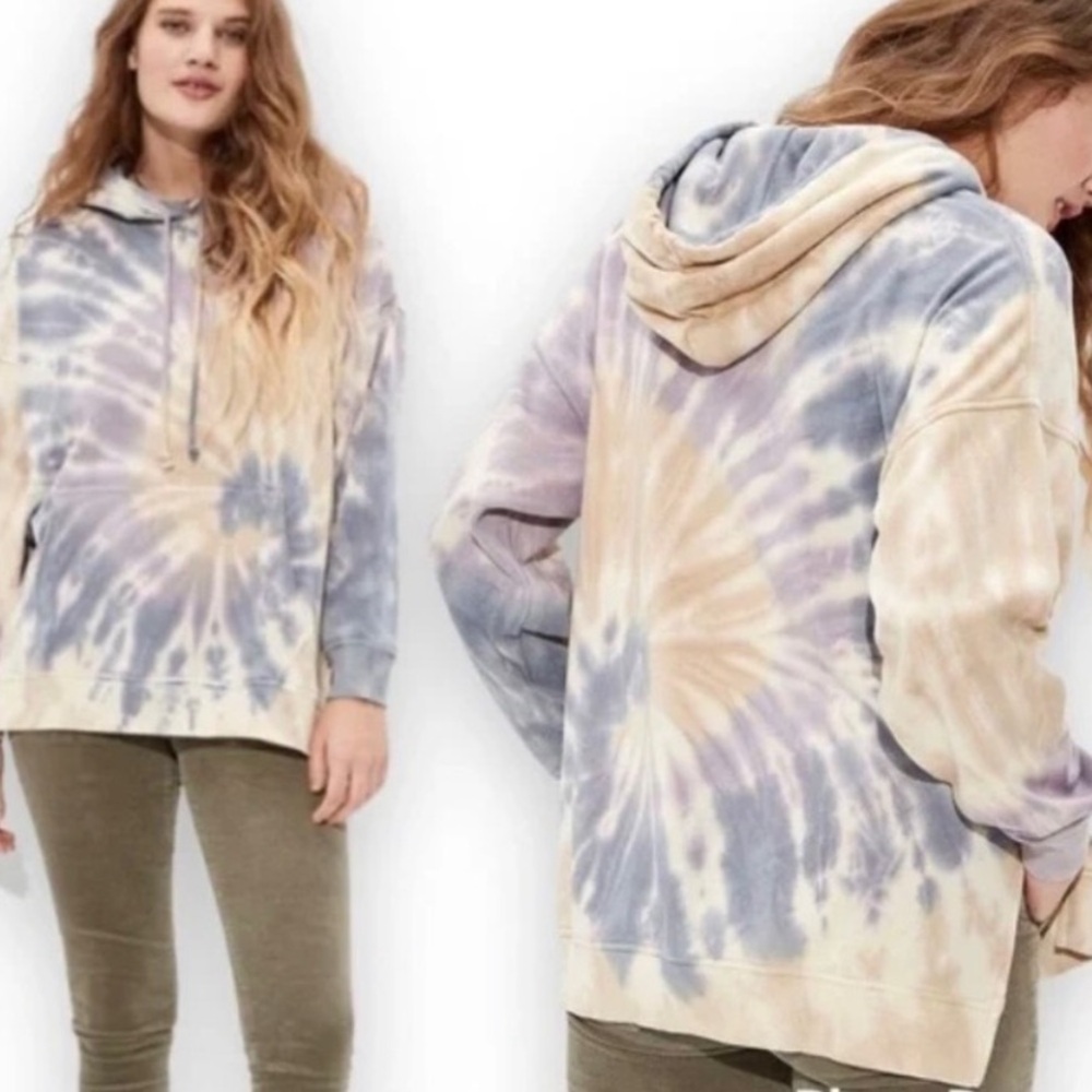 American Eagle Ahh-mazingly Soft Jegging Fit Split Hem Tie Dye Hoodie Medium